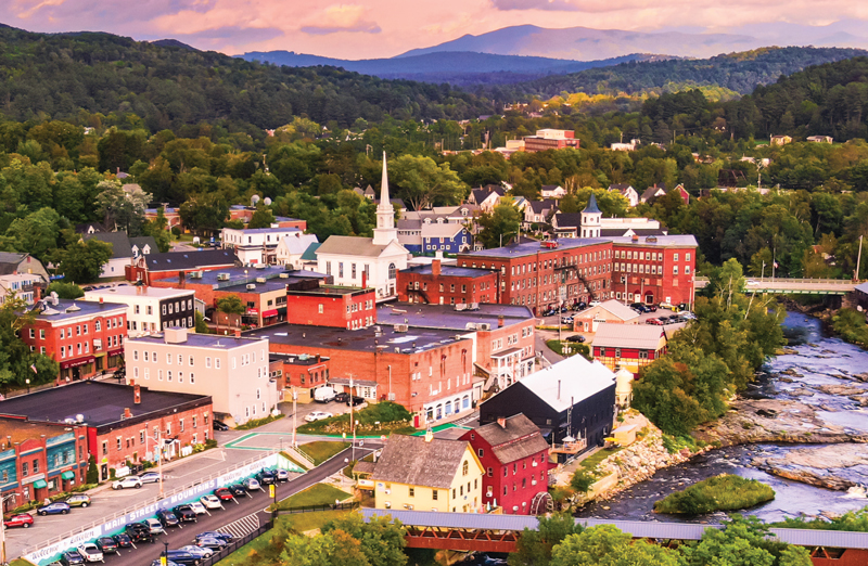 Aerial view of downtown Littleton, NH